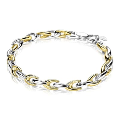 ZINZI zilveren schakelarmband geel verguld 6,4mm breed 20cm ZIA1641BG