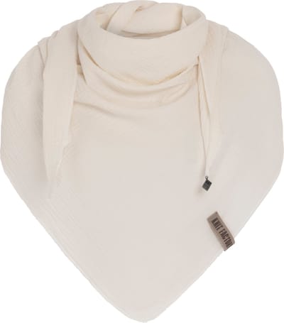 Knit Factory Liv Gebreide Omslagdoek - Driehoek Sjaal Dames - Katoenen sjaal - Zomersjaal - Luchtig en zacht - Zomer stola - Beige - Duurzaam - 190x85 cm - 100% Biologisch katoen