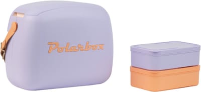 Retro Koelbox 6L met 2 Lunchboxen - Vintage Koelbox voor Picknick, Strand, Camping & Lunchbox – Paars Sorbet Polarbox.
