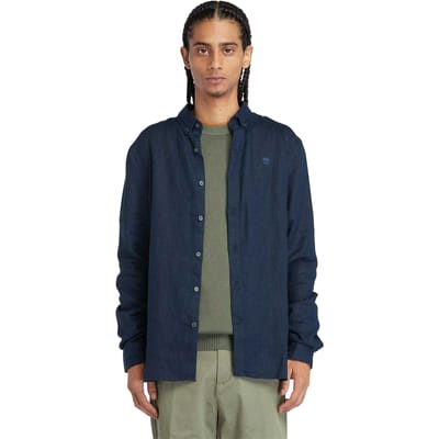 Timberland Heren Linnen Relaxed Fit Overhemd (Donkere saffier)