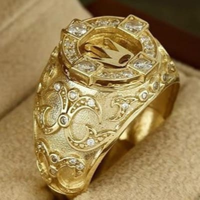 Nieuwe Collectie Ringen voor Mannen Kroon Retro Gesneden Mannenring Kerstcadeau Trendy Sieraden 6 beige