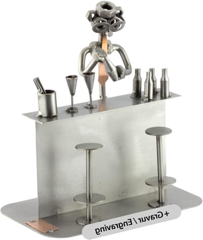 Cocktail Mixer Figuur - Metalen Man - Uniek Cadeau - Persoonlijke Gravure - 17 cm Hoog - Zilverkleurig