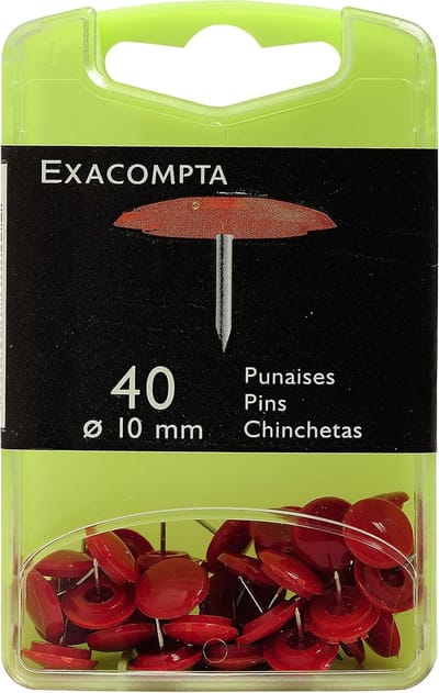 Doos Punaises - Bevestigingspinnen - Documenten Bevestigen - Gelegeerd Staal - 7mm Punt - Rood