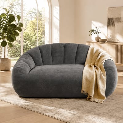 Zitzak - Zitbank 140x98x61 cm - Comfortabele zitbank - Kleine Sofa - Ergonomisch - Met armleuningen - Diepe Comfort Voor Woonkamer/Slaapkamer - Grijs