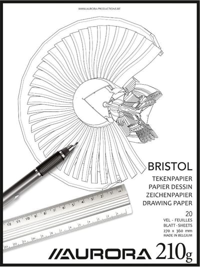 Aurora Tekenblok - Bristol - Glad Tekenpapier - 270x360mm - 210g - 20 Vel