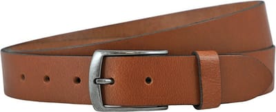 Landley Cognac Leren Riem 3.5 cm - Damesriem / Herenriem - Nerfleer - Cognac - Lengte totaal 100 cm / Riemmaat 85
