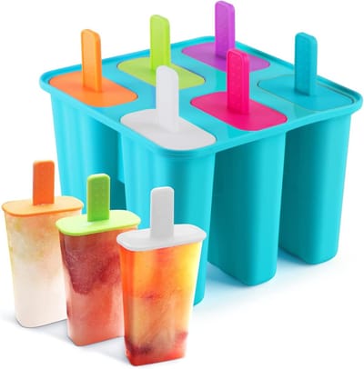 Herbruikbare Silica Gel IJsvorm met 6 Holes - BPA-vrije IJsjes Mould voor Lekkere Lolly's en IJsblokjes (Blauw)