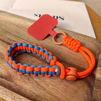 Lanière de téléphone portable mignonne Décoration à suspendre Peut être portée Corde torsadée -Pendentif anti-perte Mode Sangles de poignet courtes solides Bande Polyester / Nylon orange