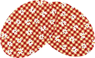 Knie Elleboog Strijk Stukken Patches Rood Creme Wit Geruit Madeliefje 9.3 cm / 13.5 cm / Rood Creme Wit Geruit