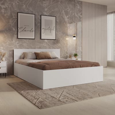 Meubella - Tavares - Tweepersoonsbed met opbergruimte - Wit -160x200cm
