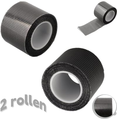Hor Reparatie Tape - 2 rollen - 200cm x 5cm - Vliegengordijn Tape - Horrengaas Tools - Deurhor / Raamhor Repareren - Bestand tegen hoge en lage temperaturen - zwart