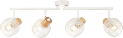 BRILLIANT lamp Giada spotbuis 4-lichts wit / licht hout | 4x D45, E14, 25W, geschikt voor vallampen niet inbegrepen | Hoofden draaibaar | Geschikt voor LED-lampen