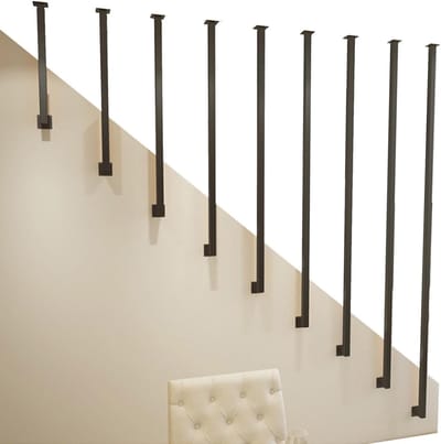 Trapleuning Smeedijzer - Muursteun Handgreep - Veilig Trap Lopen - Industriële Stijl - 150 cm - Zwart