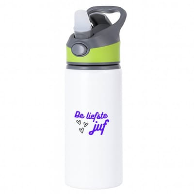 Hacebo® - de liefste juf waterfles met rietje groen - Juf - voor de liefste juf - juf - verjaardagscadeau - verjaardag - cadeau - afscheidscadeau - geschenk - leuke cadeau - kado - gift - juffendag - water fles - 650ML