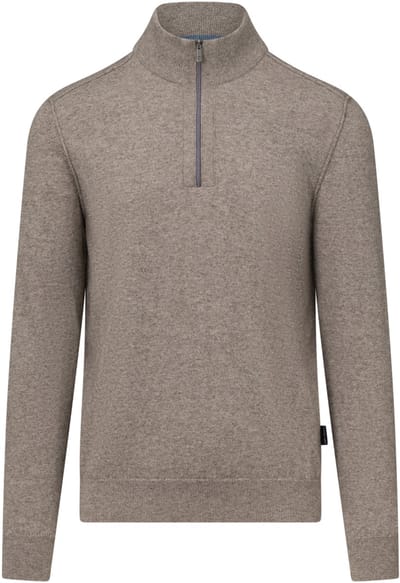 State Of Art Half Zip Trui Wool Blend Melange Taupe - Maat L - Heren - Pullovers