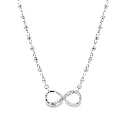 Juwelier Zwartevalk - Zilveren (gerhodineerd) ketting met infinity hanger - 25.248/45 cm
