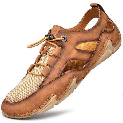 Heren Schoenen Nieuwjaar Sandalen Hol Lente Zomer Schoenen Instappers Gommino Mesh Heren Casual Schoenen 47 bruin