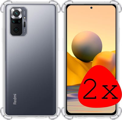 Hoesje 2 Stuks - Geschikt voor Xiaomi Redmi Note 10 Pro - Sterk & Shockproof - Siliconen Case - Back Cover - Telefoon Hoes Shock Proof - Transparant