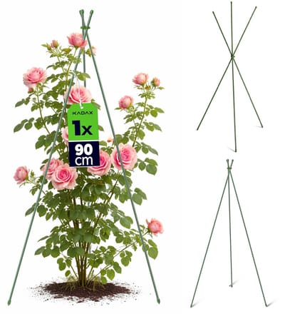 KADAX Kegelvormige plantensteun 90 cm, stalen tomatenstok, rankhulp voor bloemen, driehoekige houder, groen, tuin, 1 st.