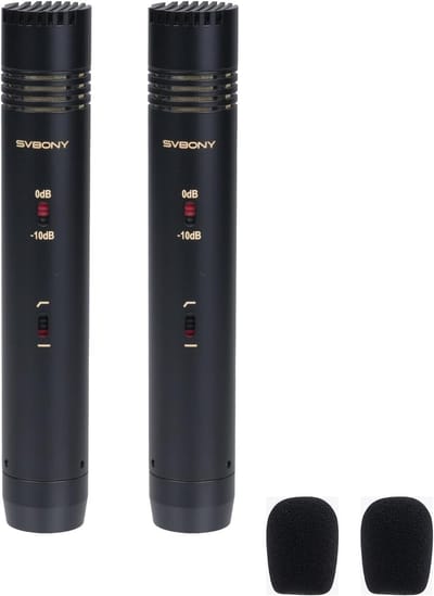 Condensator Instrument Microfoon Set - Goud Bedekte Membranen - Instelbare Gevoeligheid - Laagfrequentie Afsnijding - T- Bar voor Studio en Live-Optredens