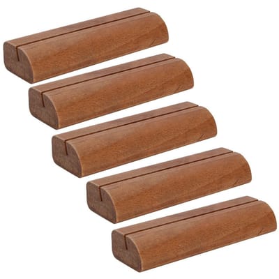 Lot de 5 porte-cartes de visite en bois, présentoir pour photos, pince pour notes, fournitures de bureau(Couleur foncée )