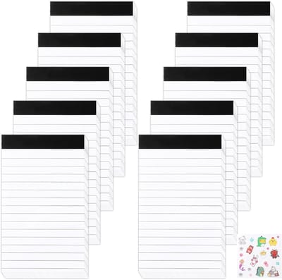 Kleine A7 Schrijfblokken, 10 Stuks, Gelijnd, 30 Vel per Blok, Ideaal voor Studie, Kantoor en Schoolgebruik