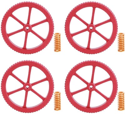Dailygoods- Nivelleermoer Veerset 4-delig - Aluminiumlegering - Geschikt voor 3D-printers - Afmetingen 60x9mm - Rode kleur - Inclusief 4 veren - 3D-printer Onderdelen