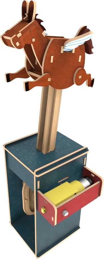 Ilo Build 3D Mechanische Houten Modelbouw Flying Horse, 0223, 11x12x28cm