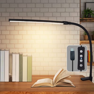 NETTLIFE Tafellamp LED - zwart - Flexibel Klemlamp - 3000-6500K Dimbaar - LED Bureaulamp - 5W - Daglicht Wit - 3 Kleurtemperaturen - 5 Helderheidsniveaus - USB Oplaadbaar - voor slaapkamer | woonkamer | Werkkamer