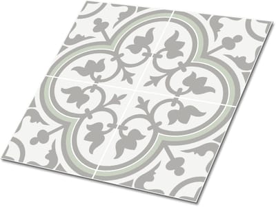 Tulup PVC Tegels - Etnische Essenbloemen Vinyl Tegels - 30 cm x 30 cm - Grijs Vinyl Vloer Tegels - 9 stuks - Modern Plaktegels - Zelfklevende Vinyl Tegels - Plaktegels keuken en Badkamer