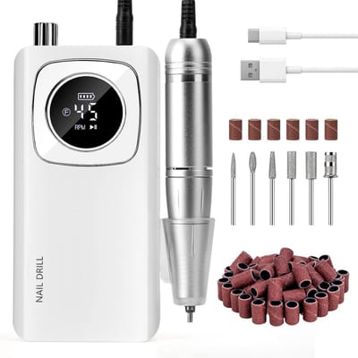 Professionele Nagelfrees - Elektrische Vijl - Nagelkunst Maken - Draadloos LCD Display - 45.000 RPM - Wit