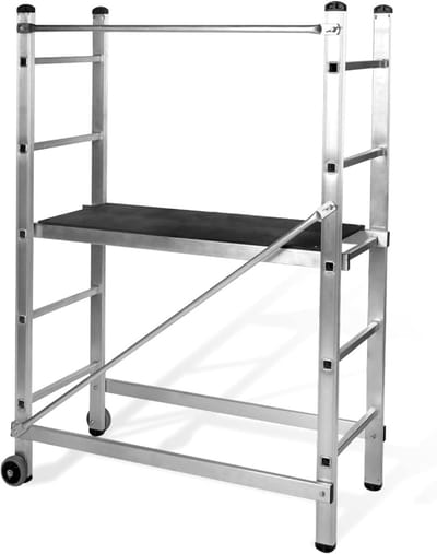 Rolsteiger Aluminium - Werksteiger Mobiel - Klusser Bouw Tuin - Lichtgewicht 11kg - Werkhoogte 3 meter - Zilver