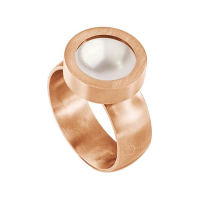 Quiges RVS Schroefsysteem Ring Rosegoudkleurig Mat 16mm met Verwisselbare 12mm Mini Munt - SLSRS52516