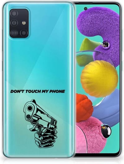 Samsung Galaxy A51 Silicone-hoesje Gun Don't Touch My Phone