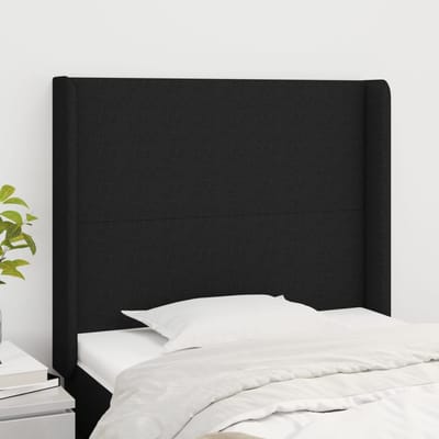 vidaXL - Hoofdbord - met - randen - 83x16x118/128 - cm - stof - zwart