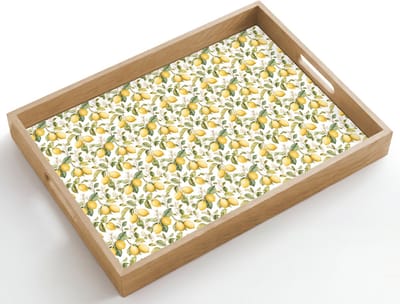 Dienblad hout 50x35 cm - Schootdienblad - Frans - Citroen - Geel - Groen - Borrelplank rechthoek - Plateau dienbladen
