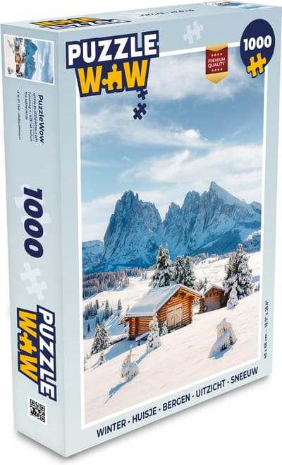 Puzzel Winter - Huisje - Bergen - Uitzicht - Sneeuw - Legpuzzel - Puzzel 1000 stukjes volwassenen