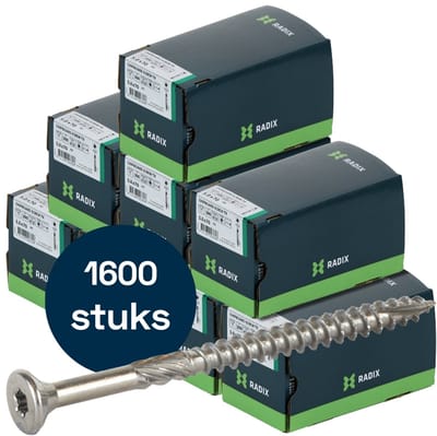 Radix Torx 20 Spaanplaatschroef - Platkop + Snijpunt - 5,0 x 70mm/42 - RVS - Deeldraad (1600 stuks) VOLLE DOOS!