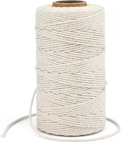 100 m katoenen touw koord, 2 mm slagerij bakkers touw, beige katoenen koord ambachtelijke string voor keuken koken vlees, bakken, kunstambachten, inpakken, tuinieren, 2 mm x 100 m (JH01)