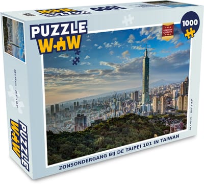 Puzzel Zonsondergang bij de Taipei 101 in Taiwan - Legpuzzel - Puzzel 1000 stukjes volwassenen