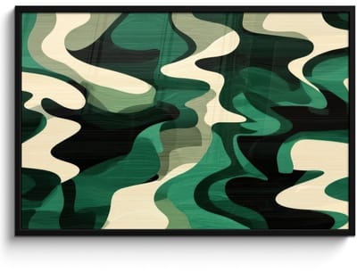 Poster in lijst - Fotolijst 120x80 cm - Posters - Abstract - Camouflage - Groen - Posterlijst zwart - Decoratie - Wanddecoratie woonkamer - Muurdecoratie slaapkamer