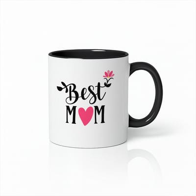 Best Mom Ever Mok - Tweekleurig Zwart Wit - Luxe Moederdag Cadeau - Koffiemok