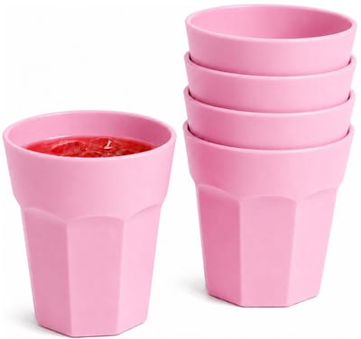 Plasticforte onbreekbaar drinkglas - 10x - kunststof - roze - 360 ml - drinkglazen - lichtgewicht - 9 x 10 cm - stapelbaar