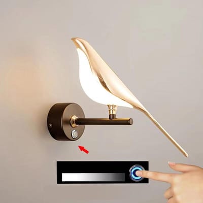 Vogel Wandlamp - Decoratieve Muurlamp - Sfeerverlichting aanbrengen - Traploos dimbaar - 20 watt - Mat Goud