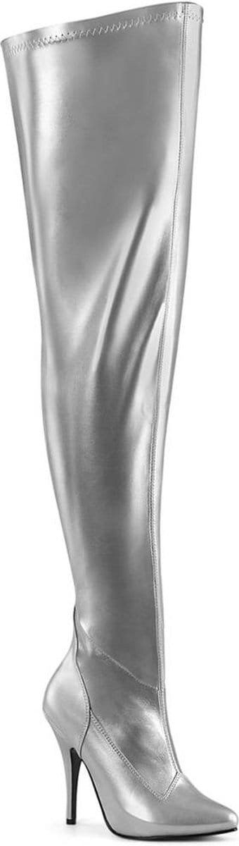 Pleaser - SEDUCE-3000WC Plateau overknee Laarzen - US 7 - 37 Shoes - Zilverkleurig