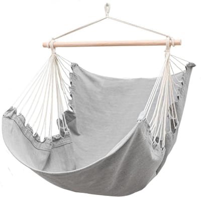 Hangstoel XL - Zweefstoel Relax - Buiten Ontspannen - Grote Katoenen Zitting - 155x125 cm - Grijs