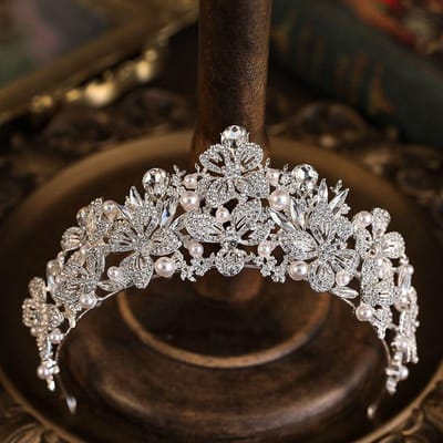 Couronne pour Mariées Princesse Coréenne Mariage Cristal Grand et Luxueux Robe de Mariage Accessoires d'Anniversaire Nouveau Bandeau Couronne gray