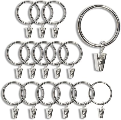 Dailygoods- Gordijnringen 24 Stuks - Metalen Ringen met Clips - 32 mm Binnenste Diameter - Decoratieve Hanger - Voor Gordijnen/Ramen - Gordijnhaken