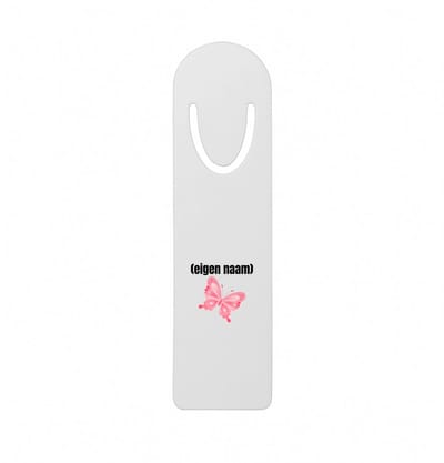 Hacebo® - roze vlinder met eigen naam metalen boekenlegger - Vlinder - dieren liefhebber - iemand die houdt van vlinders - verjaardag - cadeau - kado - geschenk Bladwijzer boekenleggers - 12.7 cm x 3.2cm