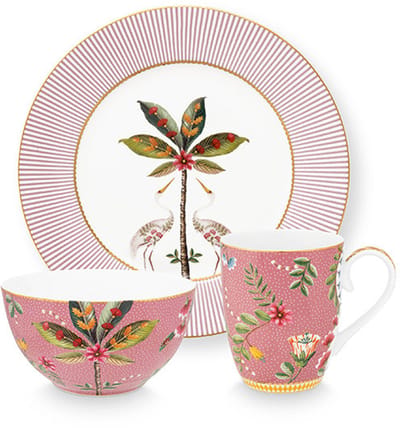 Pip Studio - La Majorelle - Set van 3 - Ontbijtset - Roze - Porselein